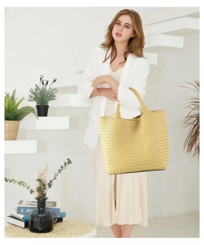 Fashion Woven Bag Shopper Bag Travel Handbags and Purses Women Tote Bag Large Capacity Shoulder Bags Light Yellow $35.25 Totes