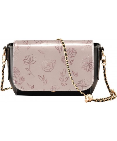 Floral Flower Rose Gold Elegant West Crossbody Purse for Women Beauty Messenger Bag Crossbody with Adjustable Strap Black Pur...