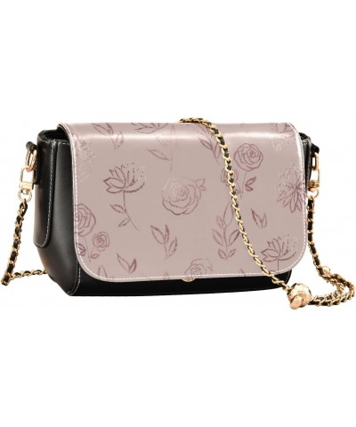 Floral Flower Rose Gold Elegant West Crossbody Purse for Women Beauty Messenger Bag Crossbody with Adjustable Strap Black Pur...