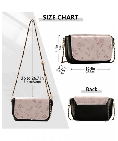 Floral Flower Rose Gold Elegant West Crossbody Purse for Women Beauty Messenger Bag Crossbody with Adjustable Strap Black Pur...