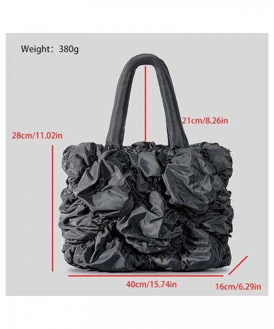 Women's Nylon Down Bag, Lightweight Pleated Cloud Shoulder Bag, Flower-shaped Handbag Coffee $32.18 Shoulder Bags