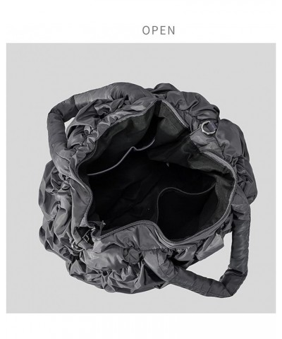 Women's Nylon Down Bag, Lightweight Pleated Cloud Shoulder Bag, Flower-shaped Handbag Coffee $32.18 Shoulder Bags