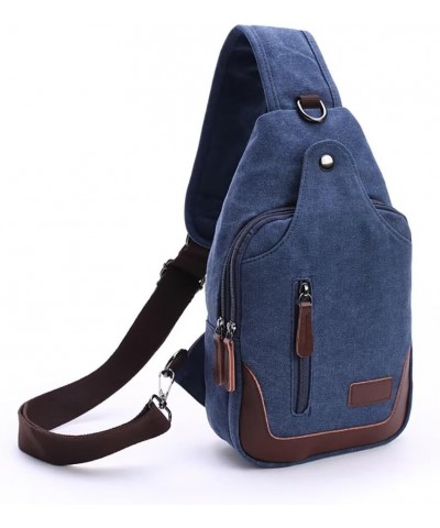 Canvas Sling Bag for Men Crossbody Chest Bag Casual Daypack Rucksack Small Crossbody Backpack with Adjustable Strap Blue $22....