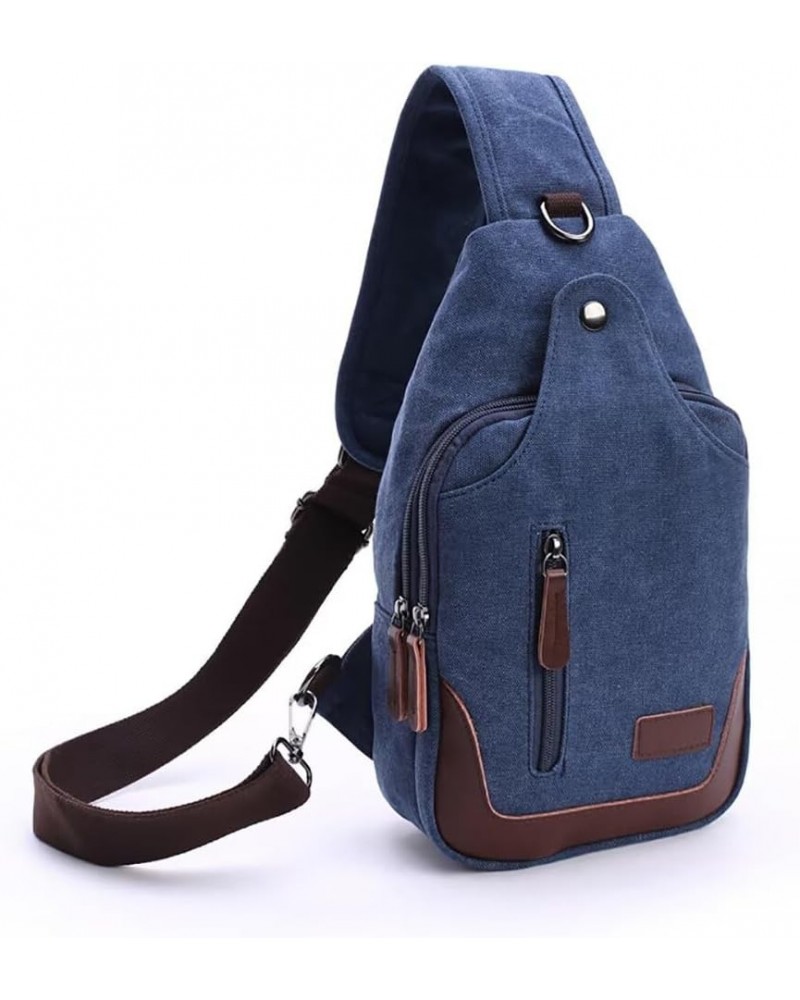 Canvas Sling Bag for Men Crossbody Chest Bag Casual Daypack Rucksack Small Crossbody Backpack with Adjustable Strap Blue $22....