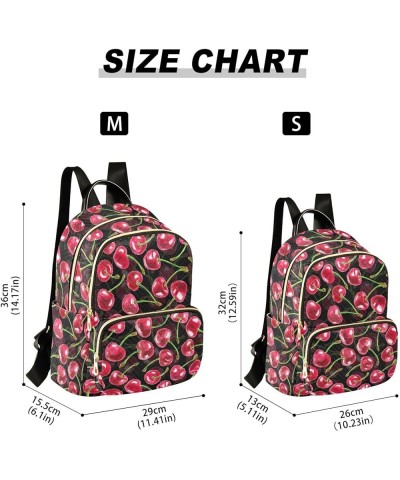 Mini Backpack for Women, Watercolor Cherry Travel Backpack Purse for Ladies, Small Bookbag Daypack Shoulder Bag M A16 Small $...