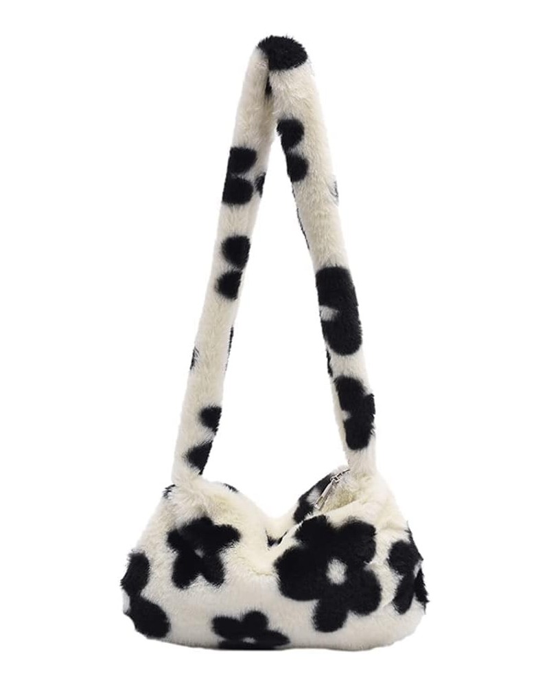 Ladies Underarm Plush Bag, Women's Flower Plush Underarm Shoulder Bag, Fluffy Bag Tote for dating shopping/215 C06 $24.98 Totes