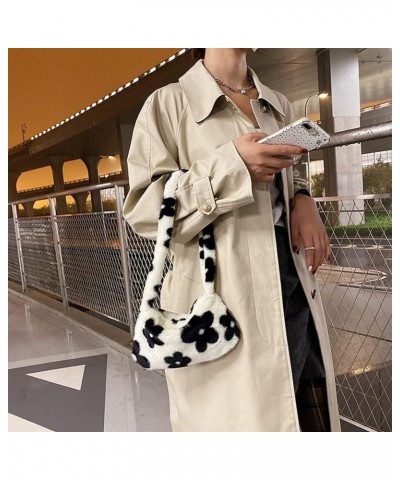 Ladies Underarm Plush Bag, Women's Flower Plush Underarm Shoulder Bag, Fluffy Bag Tote for dating shopping/215 C06 $24.98 Totes