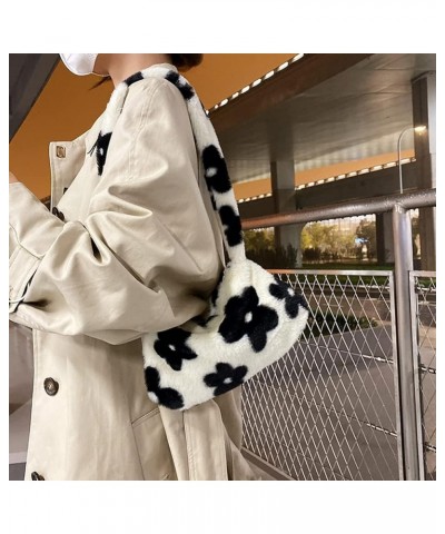 Ladies Underarm Plush Bag, Women's Flower Plush Underarm Shoulder Bag, Fluffy Bag Tote for dating shopping/215 C06 $24.98 Totes