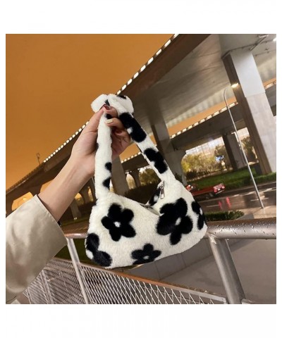 Ladies Underarm Plush Bag, Women's Flower Plush Underarm Shoulder Bag, Fluffy Bag Tote for dating shopping/215 C06 $24.98 Totes