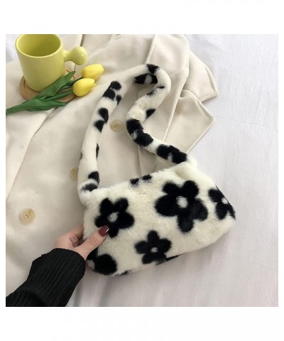 Ladies Underarm Plush Bag, Women's Flower Plush Underarm Shoulder Bag, Fluffy Bag Tote for dating shopping/215 C06 $24.98 Totes