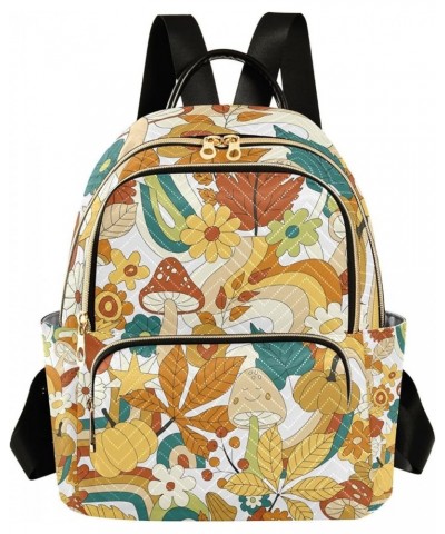 Botanic Women Backpack Wild Mushroom Autumn Leaves Anti-Theft Travel Backpack with Luggage Belt Lightweight Handbag Lady Purs...