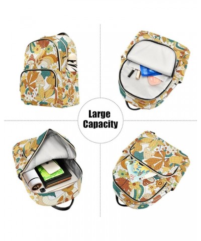 Botanic Women Backpack Wild Mushroom Autumn Leaves Anti-Theft Travel Backpack with Luggage Belt Lightweight Handbag Lady Purs...