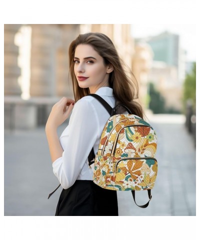 Botanic Women Backpack Wild Mushroom Autumn Leaves Anti-Theft Travel Backpack with Luggage Belt Lightweight Handbag Lady Purs...