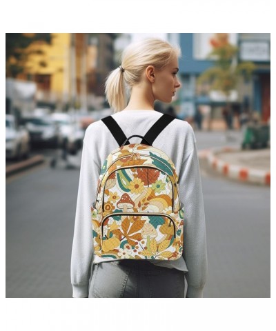 Botanic Women Backpack Wild Mushroom Autumn Leaves Anti-Theft Travel Backpack with Luggage Belt Lightweight Handbag Lady Purs...