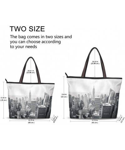 QMXO New York City Black And White Handbags and Purse for Women Tote Bag Large Capacity Top Handle Shopper Shoulder Bag $11.7...