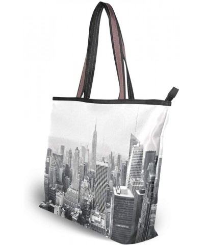 QMXO New York City Black And White Handbags and Purse for Women Tote Bag Large Capacity Top Handle Shopper Shoulder Bag $11.7...