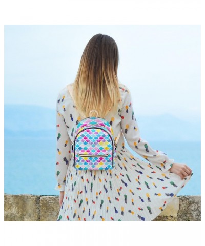 Rainbow Mermaid Mini Backpack Purse for Women, Mermaid Scales Small Backpack Leather Casual Daypacks Ladies Shoulder Bags $19...