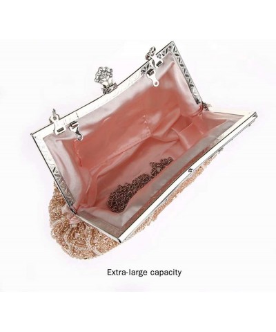 Vintage Beaded and Sequined Evening Bag for Women Formal Wedding Party Clutch Purse Champagne $19.94 Evening Bags