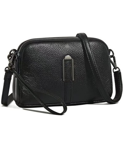 Genuine Leather Bag Women Handbags Bag Female Phone Bags Shoulder Bag Crossbody Messenger Pack Black $16.61 Shoulder Bags