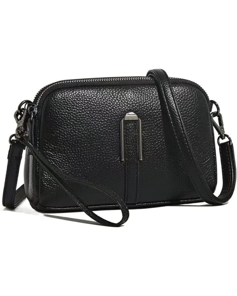 Genuine Leather Bag Women Handbags Bag Female Phone Bags Shoulder Bag Crossbody Messenger Pack Black $16.61 Shoulder Bags