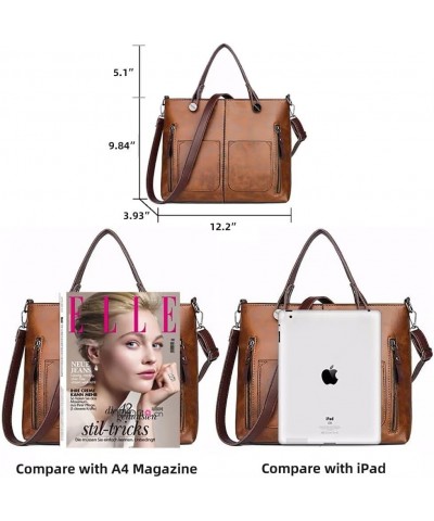 Tote Purse for Women Girls Work Handbag Vintage Top Handle Satchel Large Capacity Shoulder Bag Stylish Crossbody Bag Brown $3...