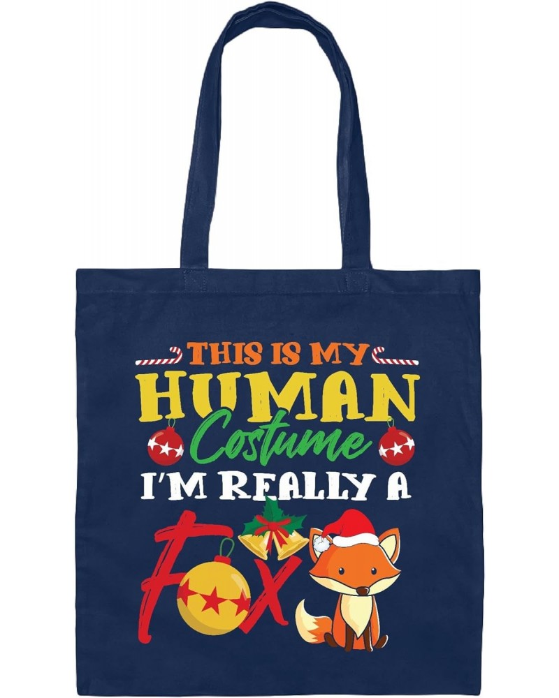 Funny Fox Costume Gift Idea for Sarcastic People Navy Black Multicolor Canvas Tote Bag $14.50 Totes