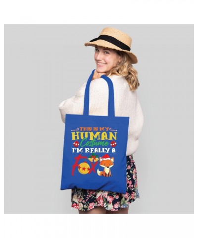 Funny Fox Costume Gift Idea for Sarcastic People Navy Black Multicolor Canvas Tote Bag $14.50 Totes