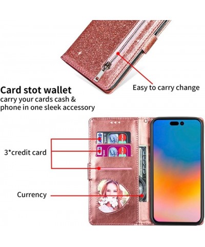 for Google Pixel 6 Magnetic Flip Sparkling Phone Case, Zipper Bag Protective Leather Case Rose Gold Pixel 7 Rose gold $15.86 ...