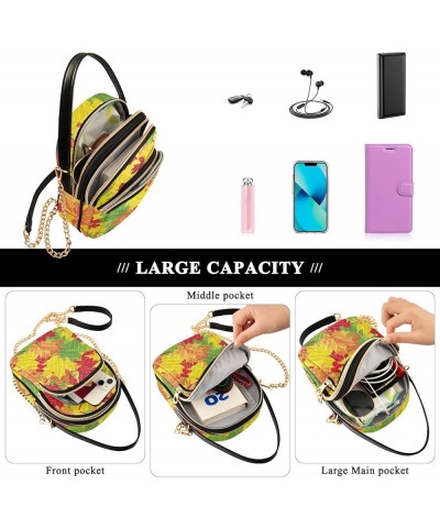 Modern Blue Line Tropical Jungle Leaves Small Phone Bag Leather Women Shoulder Handbag Quilted Designer Crossbody Bag Thanksg...