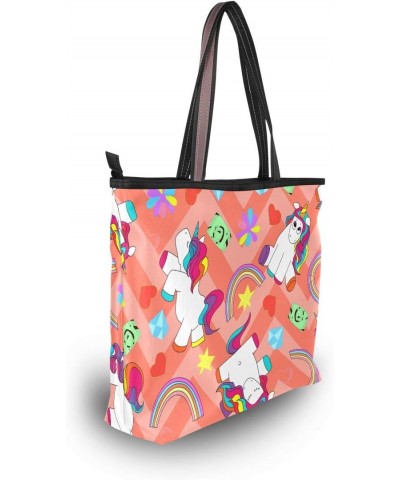 Women Top Handle Tote Bag Ute Colorful Unicorns Shoulder Bag Handbag for Women $14.84 Shoulder Bags