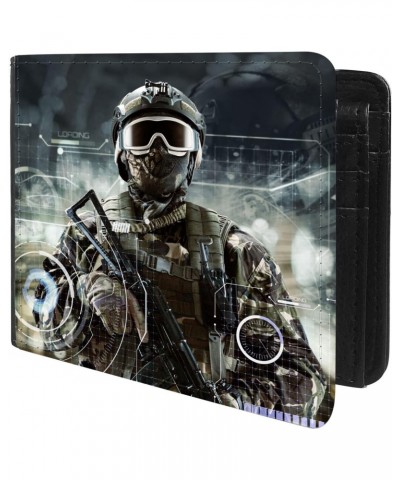 Unique Desige Pattern - VR Soldier, Slim Front Pocket Wallet Billfold RFID Blocking $12.50 Wallets