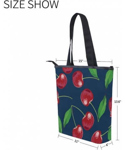 Cherries Tote Handbag for Women Tote Bag, Canvas + leather Shoulder Bag, Hobo bag, Satchel Purse(227br4a) $12.99 Totes