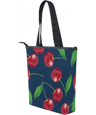 Cherries Tote Handbag for Women Tote Bag, Canvas + leather Shoulder Bag, Hobo bag, Satchel Purse(227br4a) $12.99 Totes