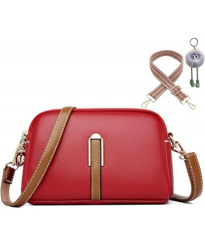 Small Crossbody Bags Women Double Zippers Crossbody Camera Bag with Two Straps PU Leather Shoulder Bag Wallet Purses Red $14....