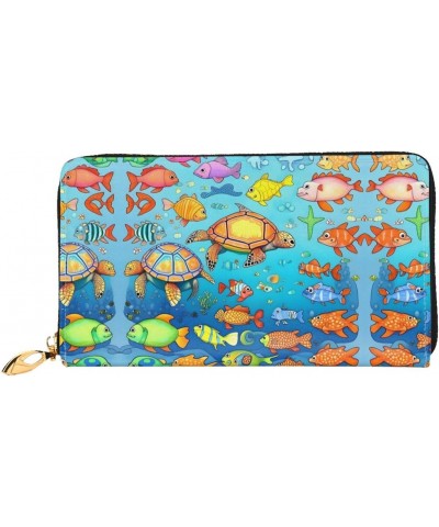 Turtle And Fish Stylish Multifunctional Wallet - Minimalist Design 12 Credit Card Slots Multi-Layered Fold Protection For You...