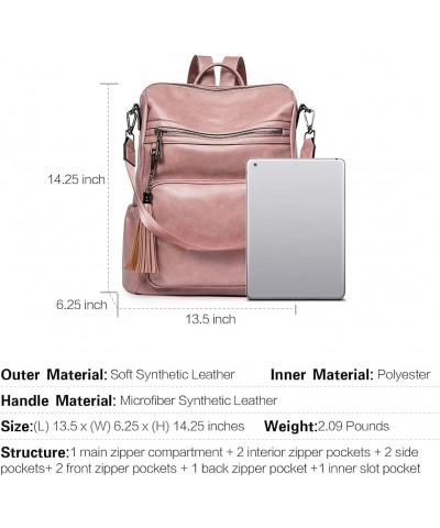 Backpack Purse for Women Fashion Two Toned Leather Designer Travel Large Ladies Shoulder Bags with Tassel bundles with Produc...