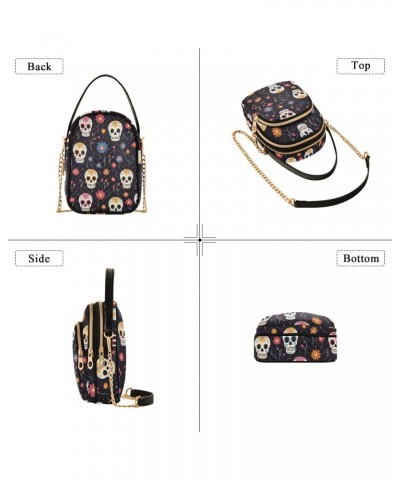 Gothic Cartoon Skull Head Women's Crossbody Handbags with Zipper, Casual Leather Cell Phone Purse Crossbody Bags for Ladies $...