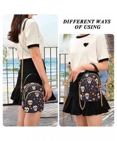 Gothic Cartoon Skull Head Women's Crossbody Handbags with Zipper, Casual Leather Cell Phone Purse Crossbody Bags for Ladies $...