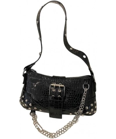 Women Fashion Shoulder Bag Gothic Ladies Bag Cool Style Trendy Rock Girls Handbag Y2K Chain for Travel Vacation Daily Black $...