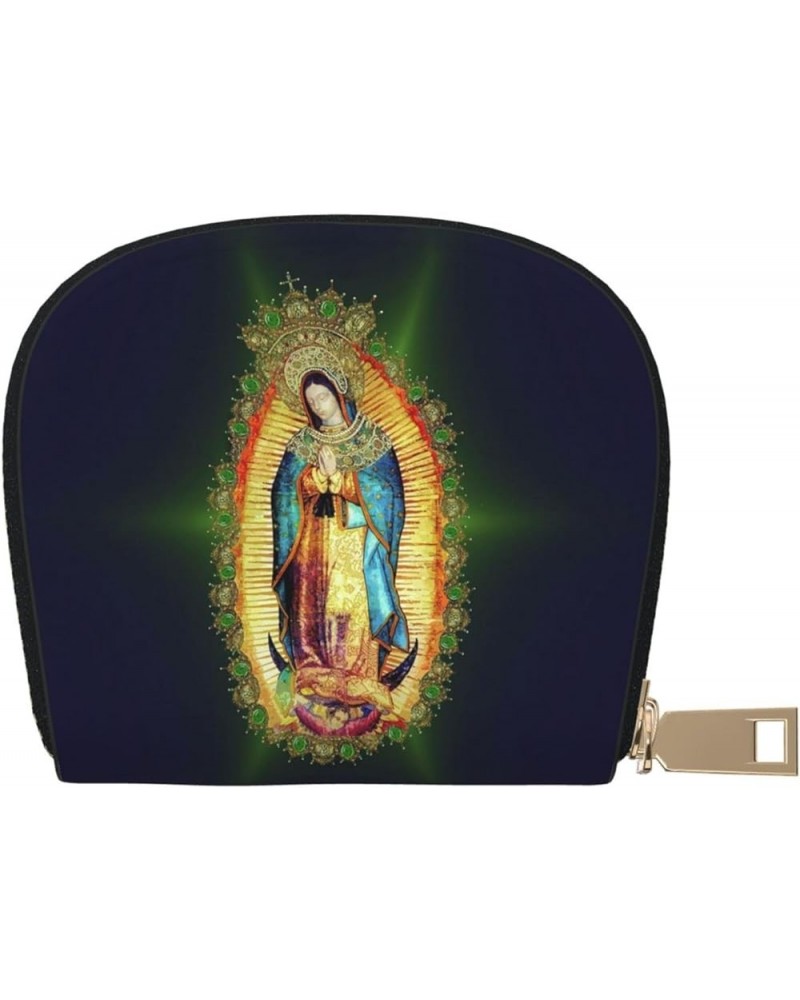 Womens Small Wallet Our Lady Of Guadalupe Zip Leather Shell Card Bag Credit Card Holder Wallet White 2 One Size $13.32 Wallets