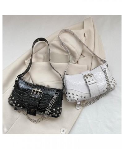 Women Fashion Shoulder Bag Gothic Ladies Bag Cool Style Trendy Rock Girls Handbag Y2K Chain for Travel Vacation Daily Black $...