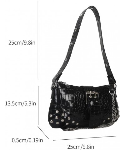 Women Fashion Shoulder Bag Gothic Ladies Bag Cool Style Trendy Rock Girls Handbag Y2K Chain for Travel Vacation Daily Black $...