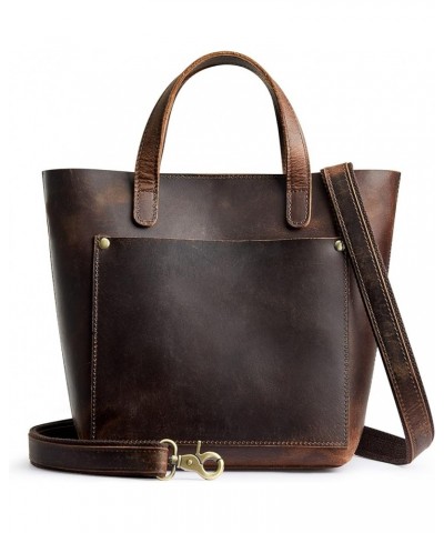 Genuine Leather Satchel Crossbody Handbag Women Top-Handle Shoulder Bag with Inner Pouch A-dark Brown-small $45.62 Totes