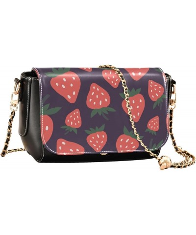 Strawberry Watercolor Pink Women's Crossbody Handbags, PU Leather Flap Crossbody Bags, Women's Shoulder Handbag Purse Style18...