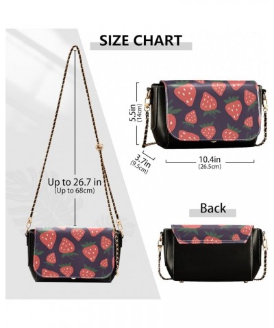 Strawberry Watercolor Pink Women's Crossbody Handbags, PU Leather Flap Crossbody Bags, Women's Shoulder Handbag Purse Style18...