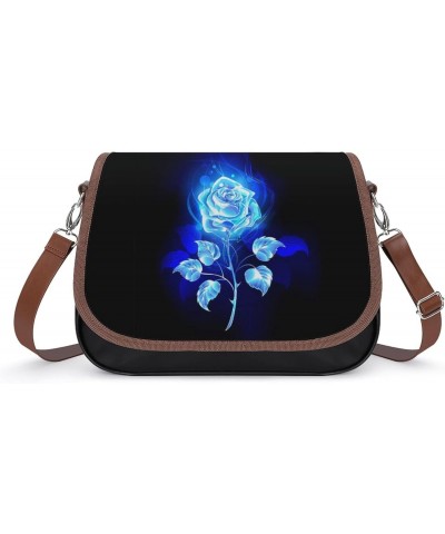 Burning Blue Rose Women's Vintage Crossbody Shoulder Bag Leather Handbags Small Purse $29.15 Shoulder Bags