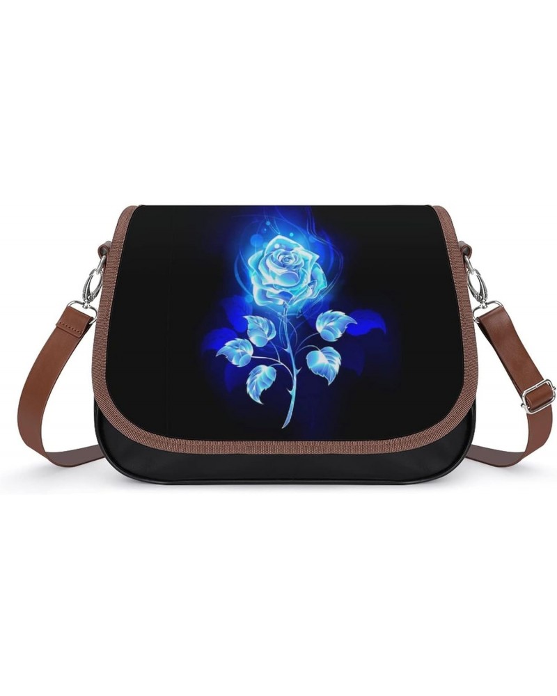 Burning Blue Rose Women's Vintage Crossbody Shoulder Bag Leather Handbags Small Purse $29.15 Shoulder Bags