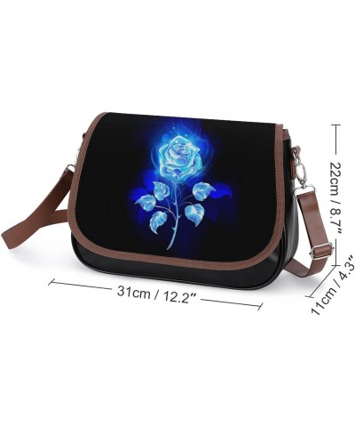 Burning Blue Rose Women's Vintage Crossbody Shoulder Bag Leather Handbags Small Purse $29.15 Shoulder Bags