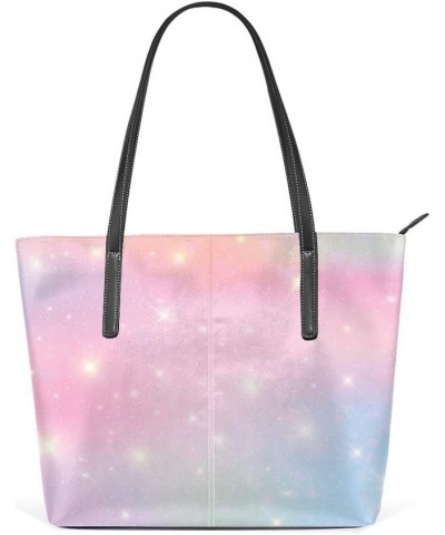 Shoulder Bag for Women Tote Bags Leather Shopper Bag Large Work Pastel Clouds Sky Bokeh Cute Bright Handbags Casual Bag $24.9...