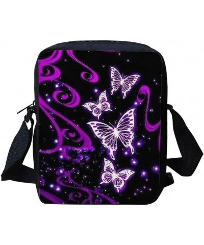 Fashion Shoulder Bag for Women, Large Capacity Messenger Bag Crossbody Bag Travel Outdoor Handbag Purple Butterfly $10.99 Bac...